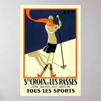 Poster Vintage voyage suisse "Ste Croix et Les Rasses"