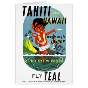 Poster Vintage voyage Tahiti Hawaii restauré