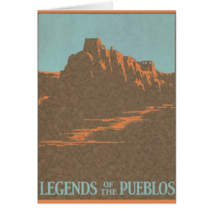 Poster Vintage voyage, Taos Pueblos, Nouveau-Mexiq