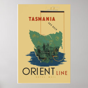 Poster Vintage voyage Tasmanie