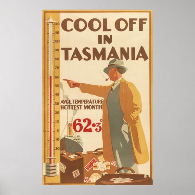 Poster Vintage voyage Tasmanie (Devant)