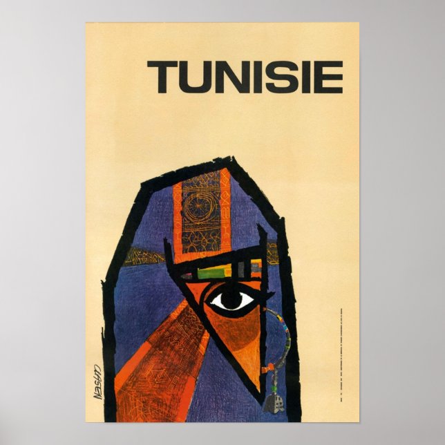 Poster Vintage voyage tunisien restauré (Devant)
