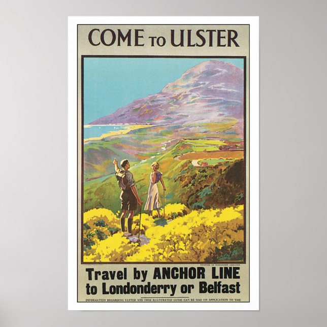 Poster Vintage voyage Ulster Irlande (Devant)