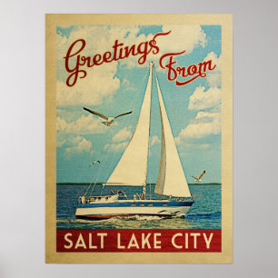 Poster Vintage voyage Utah de voilier de Salt Lake City