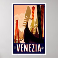 Poster Vintage voyage Venezia Gondola