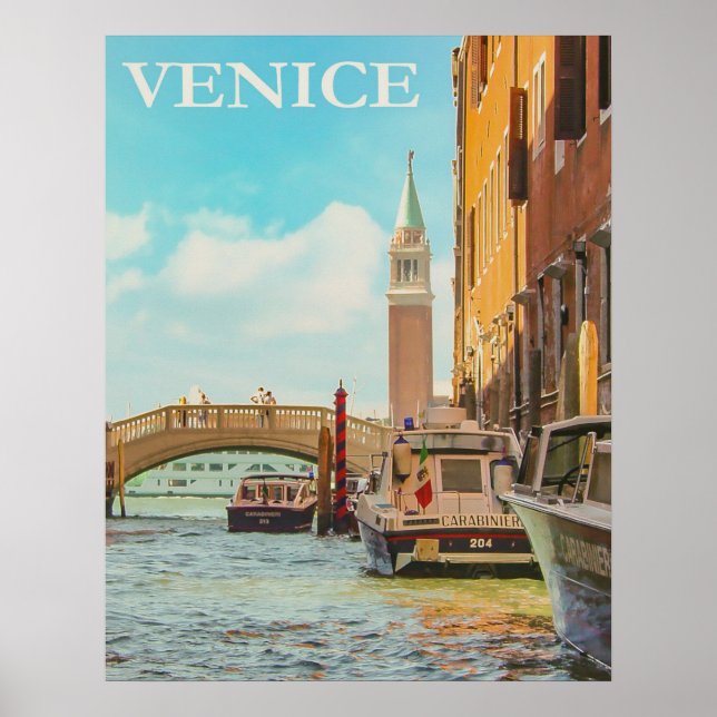 Poster Vintage voyage Venice, Italie (Devant)