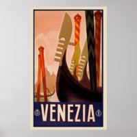 Poster Vintage voyage Venice, Italie