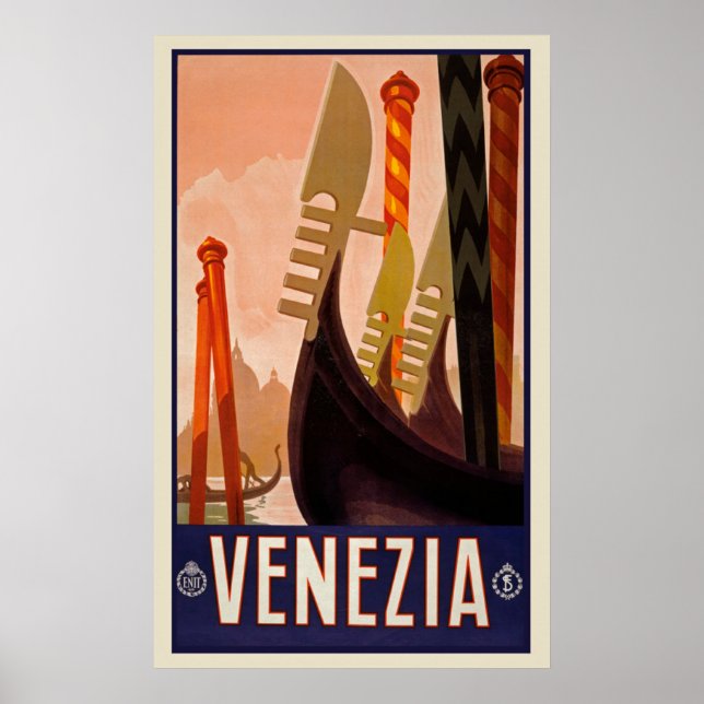 Poster Vintage voyage Venice, Italie (Devant)