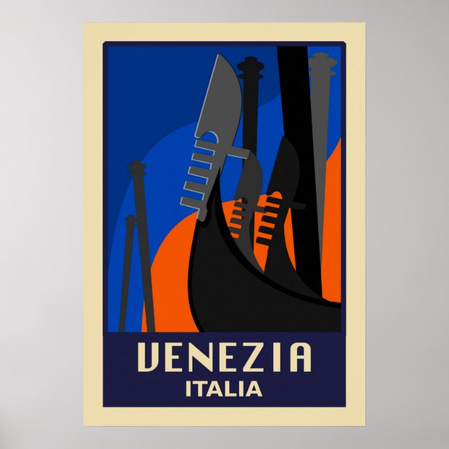 Poster Vintage voyage Venice, Italie (Devant)