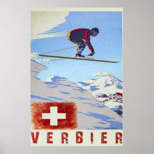 Poster Vintage voyage Verbier Suisse