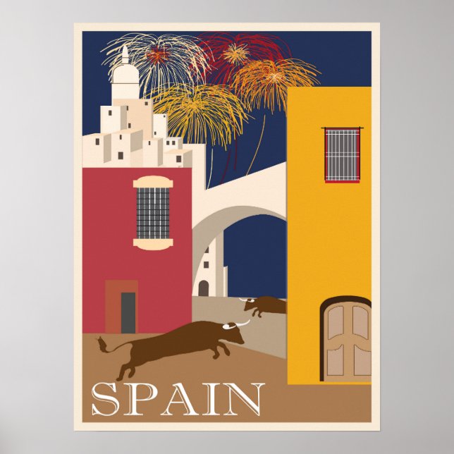 Poster Vintage voyage vers l'Espagne (Devant)