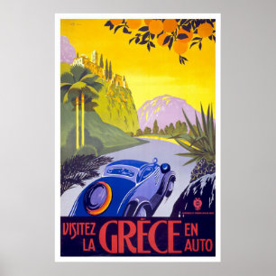 Poster Vintage voyage "Visitez la Grece"