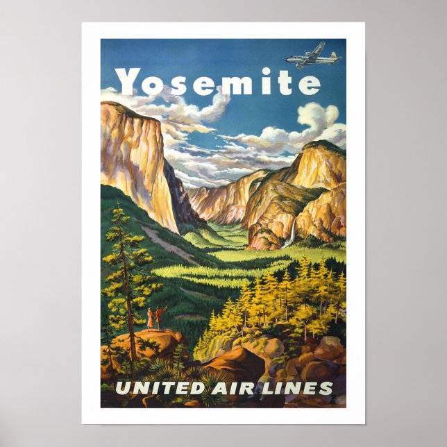 Poster Vintage voyage Yosemite (Devant)