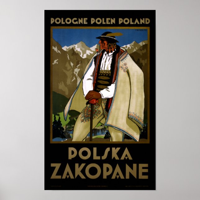 Poster Vintage voyage Zakopane Pologne restauré (Devant)