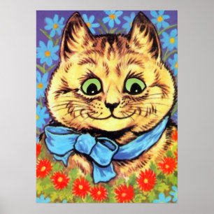 Poster vintage Wain Chat Avec Fleurs
