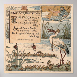 Poster Vintage Walter Crane : King log & king storking sm