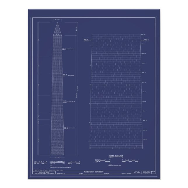 Poster vintage Washington Monument Blueprints (Devant)