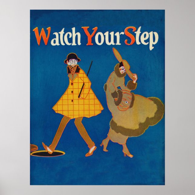 Poster vintage "Watch Your Step" (Devant)