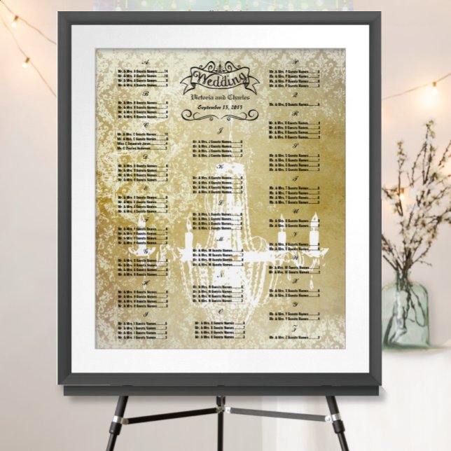 Poster Vintage Wedding Special Event Guest Seating Chart (To see frame pricing, please enter your frame and mat options.)