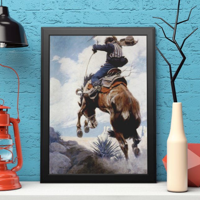 Poster Vintage Western Cowboys, Bucking par NC Wyeth (Créateur téléchargé)