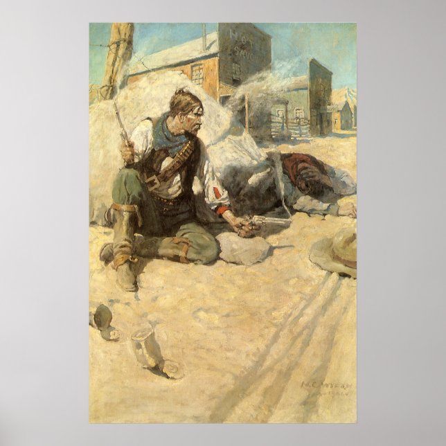 Poster Vintage Western Cowboys, Hopalong par NC Wyeth (Devant)