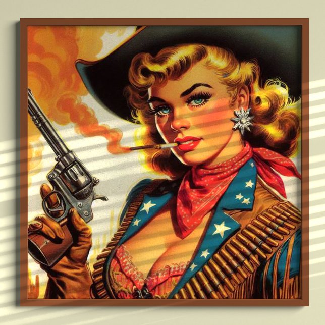 Poster Vintage Western Cowgirl Pin Up (Créateur téléchargé)