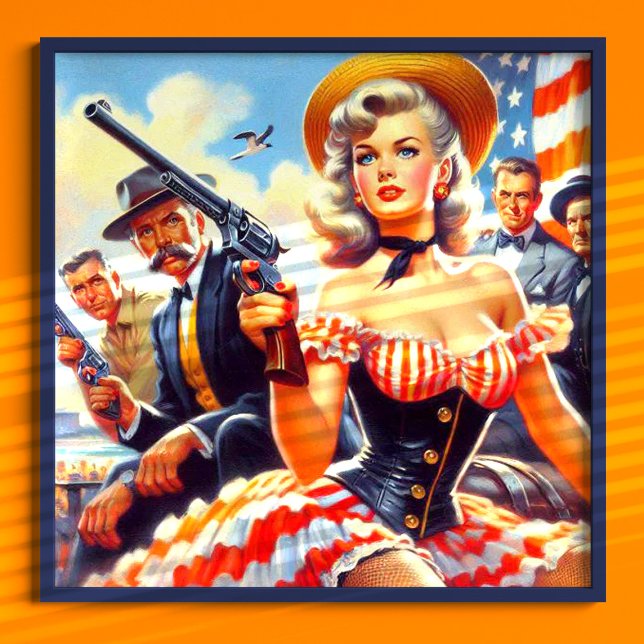 Poster Vintage Western Pulp Girl (Créateur téléchargé)