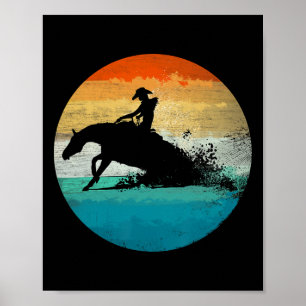 Poster Vintage Western Rider Reining Horse Quartier Slidi