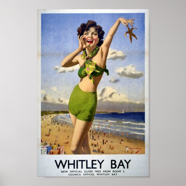 Poster Vintage Whitley Bay, Angleterre (Devant)