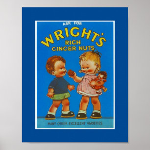Poster Vintage Wright's Rich Ginger Nuts