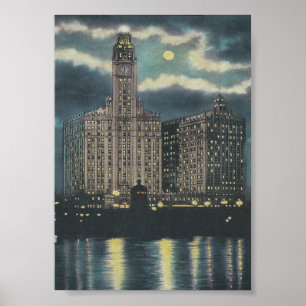 Poster Vintage Wrigley Building Chicago
