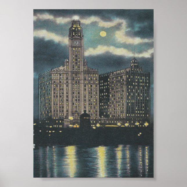 Poster Vintage Wrigley Building Chicago (Devant)