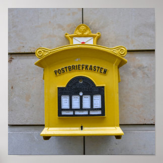 Poster Vintage Yellow Mailbox, Dresden, Germany