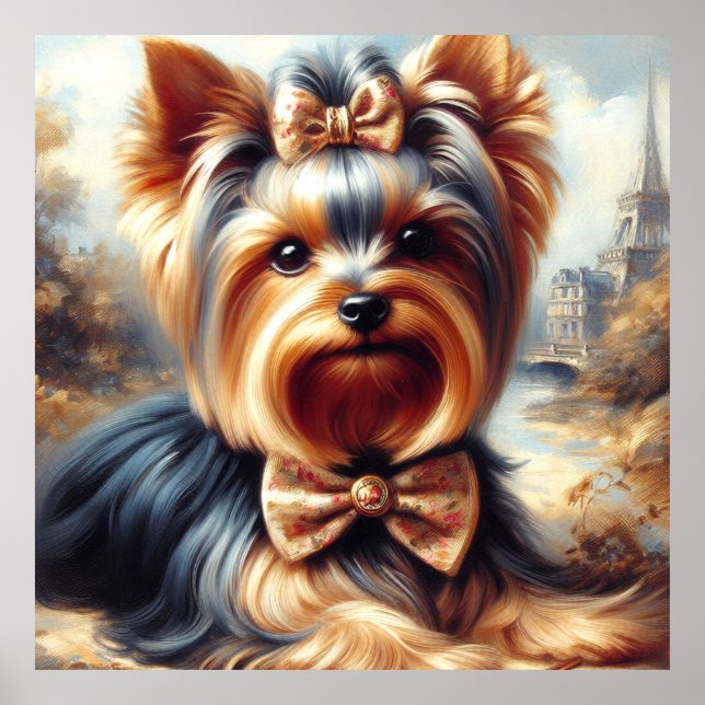 Poster Vintage Yorkshire Terrier peinture (Devant)
