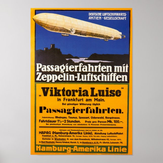 Poster Vintage Zeppelin Viktoria Luise (Devant)