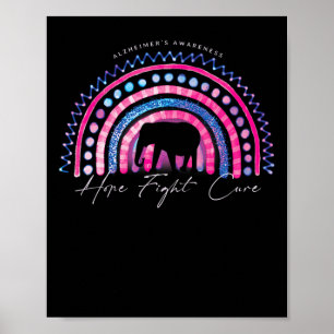 Poster Violet Alzheimer End Awareness Rainbow Elephan