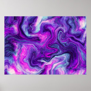 Poster Violet, Bleu, Art Liquide Rose