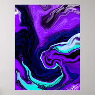 Poster Violet, bleu et Turquoise Art moderne Abstrait