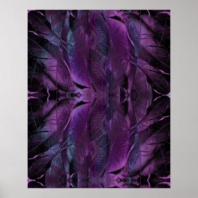 Poster Violet bleu violet couleur noire texture de plume  (Devant)