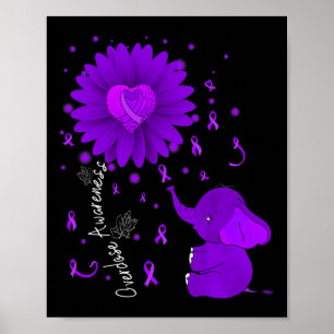 Poster Violet Ribbon Daisy Fleur Elephant Overdose Aware