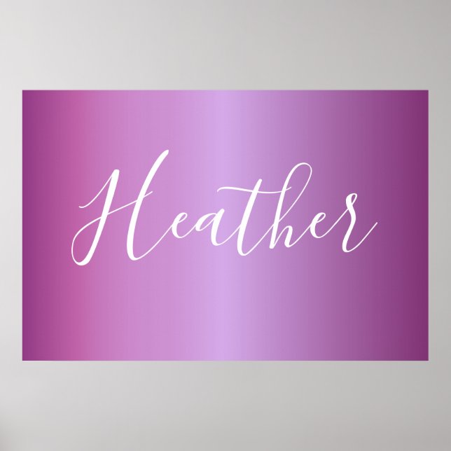 Poster Violet violet et script blanc personnalisé (Devant)