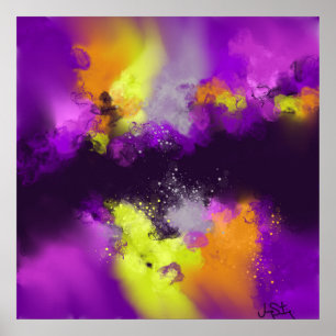 Poster Violet violet jaune Art Abstrait moderne Imprimer
