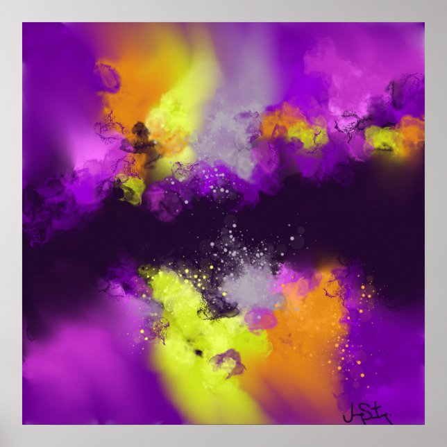 Poster Violet violet jaune Art Abstrait moderne Imprimer (Devant)