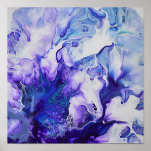 Poster Violet violet marbre bleu Abstrait Fluid Art