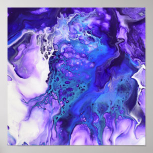 Poster Violet violet marbre bleu Abstrait Fluid Art
