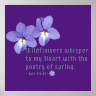 Poster Violettes Pied d'Oiseau Fleurs Sauvages Citation