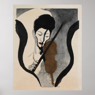 Poster Violisniste d'art vintage