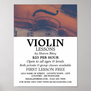 Poster Violon classique, leçons de violon publicité