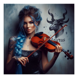 Poster Violon musicien Taurus Zodiac