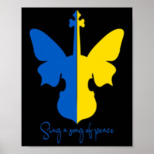Poster Violon Papillon Ukrainien Musique Pour La Paix En